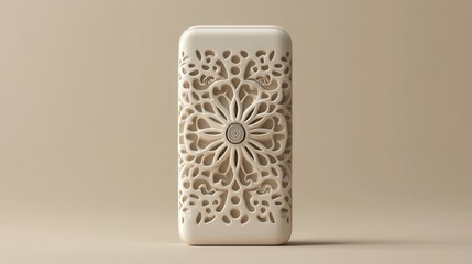 Poster - An intricately designed decorative object featuring floral patterns, set against a soft, neutral background, highlighting its artistic craftsmanship.