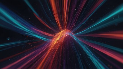 Wall Mural - A Vibrant Cosmic Journey Through Swirling Nebulae Of Red, Orange, And Teal Light Streams, Creating A Dynamic And Energetic Visual Experience With Dark Background