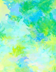 Poster - Abstract colorful watercolor background painting with splatters and washes creating a textured artistic design