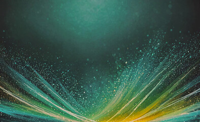 Poster - Green and yellow background with a lot of white and blue dots. The background is a mix of colors and the dots are scattered all over it