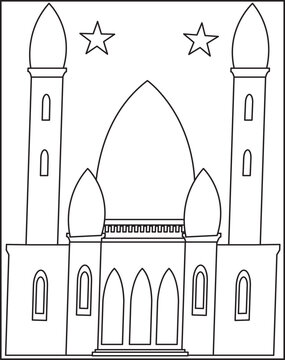 Eid Al Adha Islamic coloring book pages for children and adults with vector design.