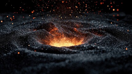 Poster - Futuristic digital particles forming a glowing vortex