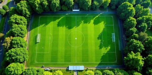 aerial shot of vibrant green sports field, perfect hd wallpaper , green, panorama