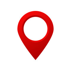 Poster - The red location pin is in a simple design. ideal for maps and navigation services.