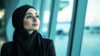 © Andreas - Woman at Airport Wearing a Hijab with Plane View