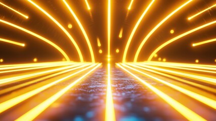 Aufkleber - Golden light trails flow through space with particles, creating a sense of speed and energy background neon lines, abstract