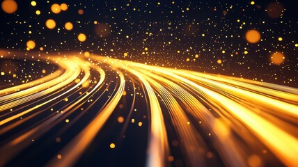 Aufkleber - Golden light trails flow through space with particles, creating a sense of speed and energy background neon, abstract