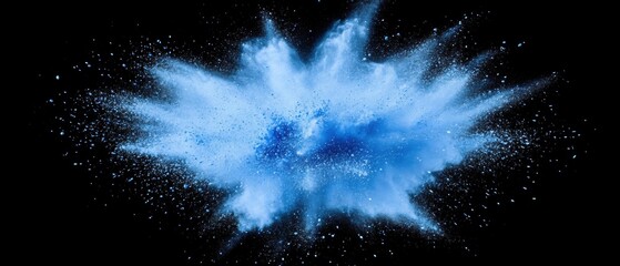Aufkleber - Captivating explosion of vibrant blue powder against a stark black backdrop creating a dynamic and abstract visual spectacle with a modern style