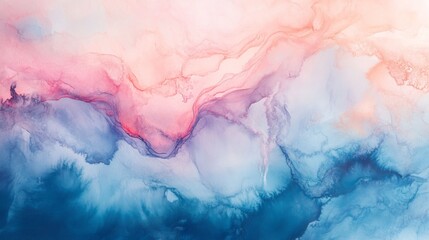 Poster - Soft strokes of pink and blue meld together, creating an ethereal atmosphere that invites contemplation. This artwork captures the beauty of fluidity and serene color transitions