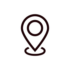 Poster - Simple black outline icon of a map location marker with a circular center and pointed bottom.
