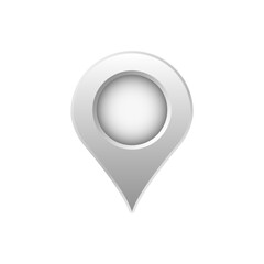 Poster - Minimalist white pin design for location marking commonly used in digital maps and navigation tools.