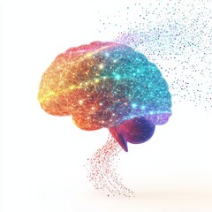 Poster - this vibrant abstract image portrays a stylized brain with intricate network connections and energy 