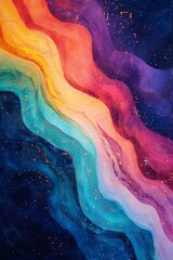Poster - A mesmerizing abstract artwork featuring colorful waves of various hues flowing smoothly against a dark backdrop, evoking feelings of tranquility and creativity.