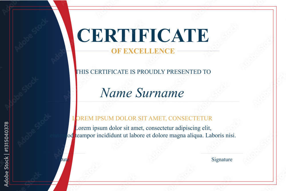Red-blue certificate of excellence design template (1) Stock Vector ...