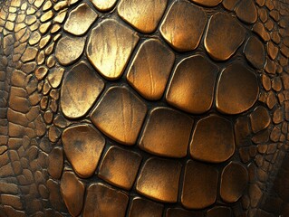Poster - Abstract reptilian scale texture in bronze and gold tones creating a luxurious and exotic background for design projects