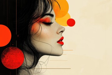 Poster - Stunning artistic profile of a woman with vibrant makeup and bold colors enhancing her features