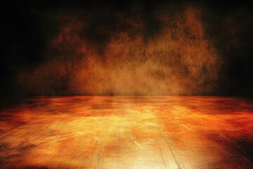 Poster - Warm Textured Background with Wooden Floor and Dramatic Lighting