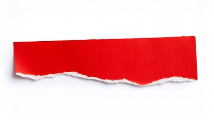 Poster - Torn red paper strip revealing blank white textural background