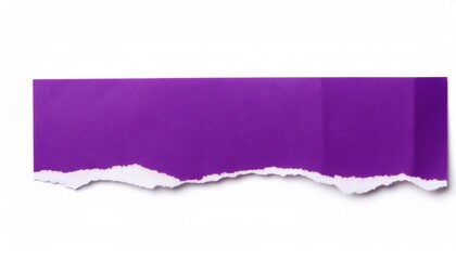 Poster - Torn purple paper creating a ripped edge on a white background, useful as a design element or for adding text