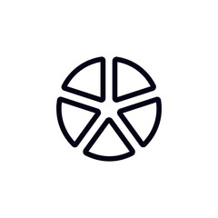 Poster - Simple black outlined icon featuring a circle divided into five equal segments with elegant design.