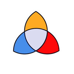 Poster - Three vibrant circles in red, blue, and yellow overlap to create an artistic venn diagram design.