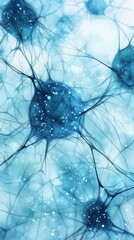 Poster - blue abstract neurons with fine projections on a soft background