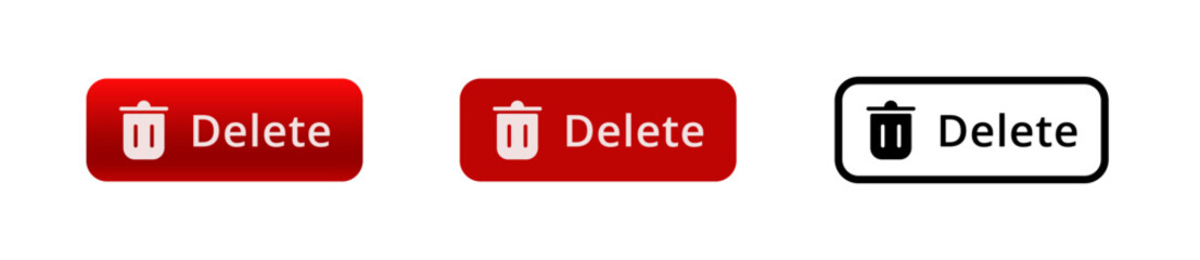 Poster - A set of three delete buttons featuring varying designs and colors, showcasing simplicity and clarity.