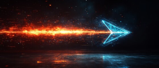 Wall Mural - a blue arrow is shooting through a fiery red line. the image has a futuristic and intense feel to it