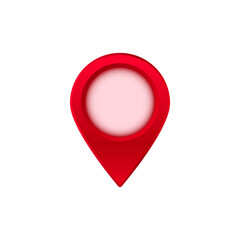 Poster - Red location pointer icon used in maps and navigation apps to mark a specific position or place.