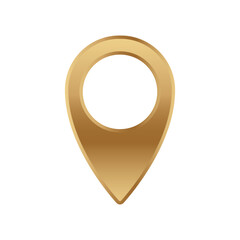 Poster - A gold map pin icon symbolizes a location marker for use in gps apps and digital navigation tools.