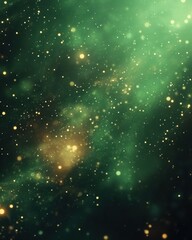 Poster - Enchanting emerald nebula with golden stardust a cosmic dance of light and color in deep space celestial artwork ethereal glow