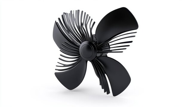 Abstract Black Four Bladed Fan 3D Render