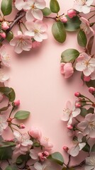 Aufkleber - Pink and white cherry blossoms gracefully surround a pastel backdrop, capturing the essence of springtime. This delightful arrangement evokes feelings of renewal and beauty