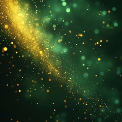 Poster - Emerald dreamscape with radiant golden dust shimmering in the dark a magical abstract background