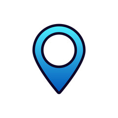 Poster - A blue location pin icon design used for navigation and map positioning in various digital devices.