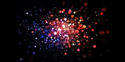 Poster - This vibrant abstract image showcases colorful particles in a minimalist design, representing themes of data, machine learning, and digital innovation.