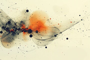 Poster - This abstract minimalist visualization presents IoT concepts in health, showcasing connectivity and data flow through artistic elements and vibrant colors.