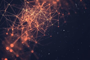 Poster - this captivating abstract image features a network of orange lines interconnected against a sparklin