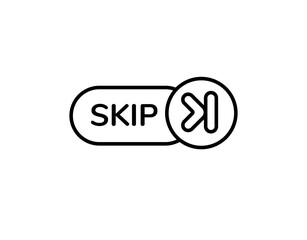 Poster - Black and white icon featuring a skip button with a play symbol, designed in a minimalist style.