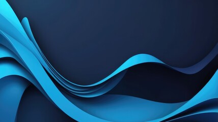 Wall Mural - Serene Blue Waves Flowing Rhythmically, Creating A Calming And Peaceful Abstract Seascape With Deep Shadows And Smooth Curves