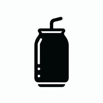 very simple flat and minimalist Soda Pop Cap silhouette in black on a white background