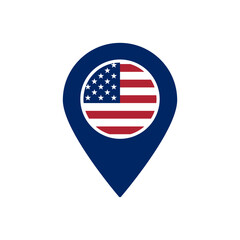 Poster - Icon shows a map pin with the american flag inside, combining navigation with national symbolism.