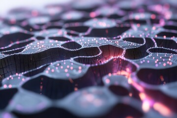 Poster - a close up of a black and purple surface with a lot of dots