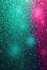Wall Mural - a sparkling teal and magenta glitter background texture with shimmering particles and a gradient eff