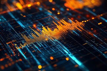Poster - a colorful image of a computer screen with a lot of lines and dots. the image has a futuristic and t