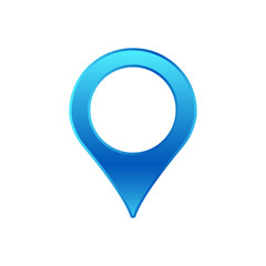 Poster - Blue location pin with a white ring, representing navigation, location, and digital map tracking.