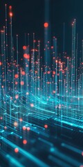 Poster - discover an abstract background featuring flowing data points in vibrant colors, ideal for visualizi