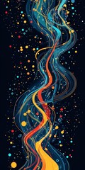Poster - Experience a vibrant visualization of flowing data streams set against a dark background, featuring colorful patterns and dynamic shapes that inspire creativity.