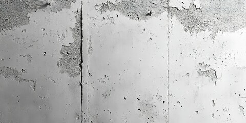 Poster - Concrete wall with textured surface and signs of wear in a dimly lit environment revealing layers of history and decay