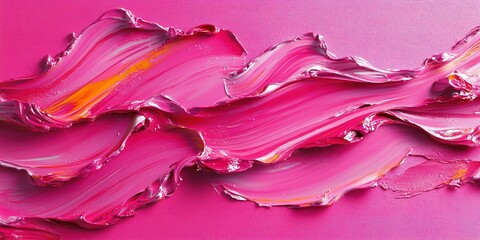Poster - Vibrant pink abstract art showcases thick brush strokes against a smooth background